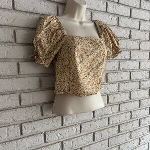 Madewell Women’s Cropped Puff Sleeve Smocked Too XS